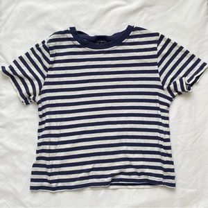 topshop navy blue/white striped crop top